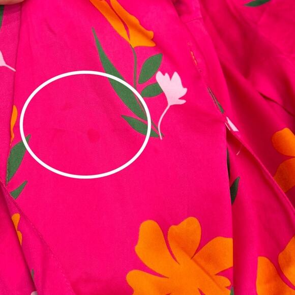 Zara Sleeveless Cut-Out Back Floral Jumpsuit in Bright Pink size Medium NWT - Picture 9 of 9